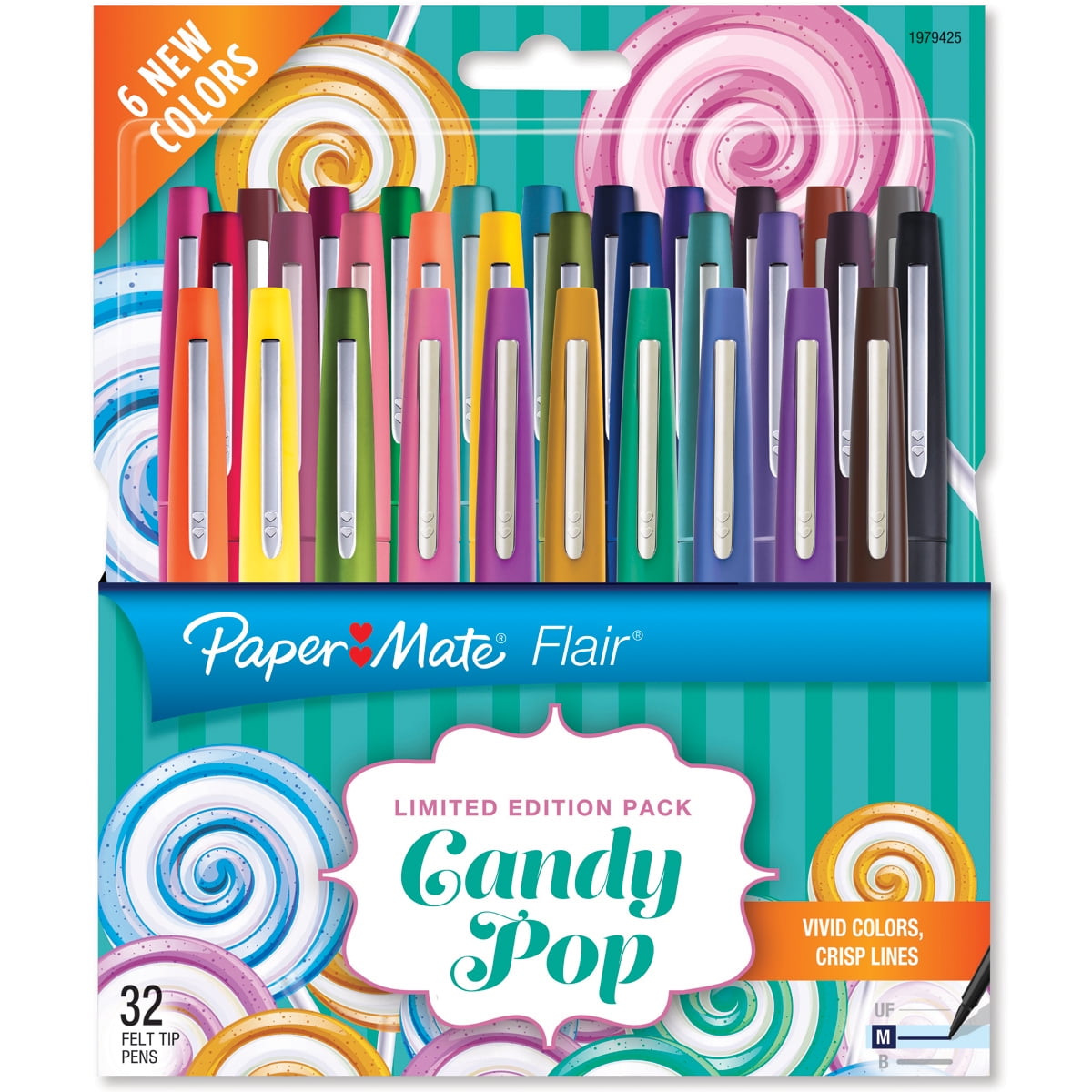 Ultra Fine Point Limited Edition Candy Pop Pack 6 Count Paper Mate Flair Felt Tip Pens 