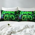 thumbnail image 3 of Erosebridal Boys Gamer Comforter Cover Twin,Video Game Bedding Twin Size,Black Green Duvet Cover Twin,Breathable Geometric Bedroom Decoration(No Comforter),Reversible,3pcs, 3 of 7