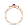 thumbnail image 2 of ANGARA Natural Oval Amethyst Bypass Ring with Trio Diamond Accents in 14K Rose Gold for Women (Size-6x4mm) | February Birthstone, Birthday, Anniversary, Jewelry Gift for Women | Natural Amethyst Ring, 2 of 9