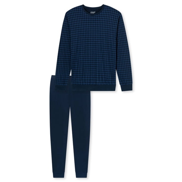 UNCOVER by SCHIESSER Pijama para hombre, conjunto de 2 piezas - largo, cuello redondo, algodón, liso/estampado Azul scuro 3XL (3X-Large)