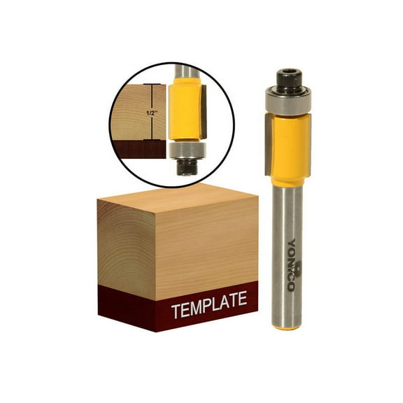 Yonico Flush Trim Router Bit End Bearing - 3/8" W x 1/2" H - 1/4" Shank 14940q