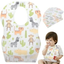 TELOLY 20pcs Disposable Waterproof Bib Adjustable Tape Dining Bibs for Baby Newborn Infant (Random Pattern)