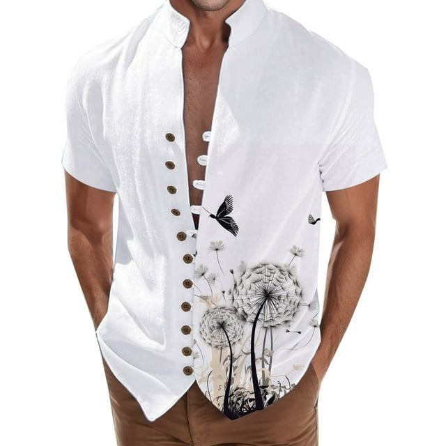 SHIXIAOO Chemise à Manches Courtes pour Hommes avec Impression Numérique 3D, Poche, Boucle, Col à Revers, Mode Exercice