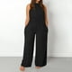 thumbnail image 2 of Monos informales para mujer tallas grandes: mono holgado sin mangas de color liso con bolsillos, pantalones anchos largos, mezcla de materiales, M-XXXL, 2 of 5