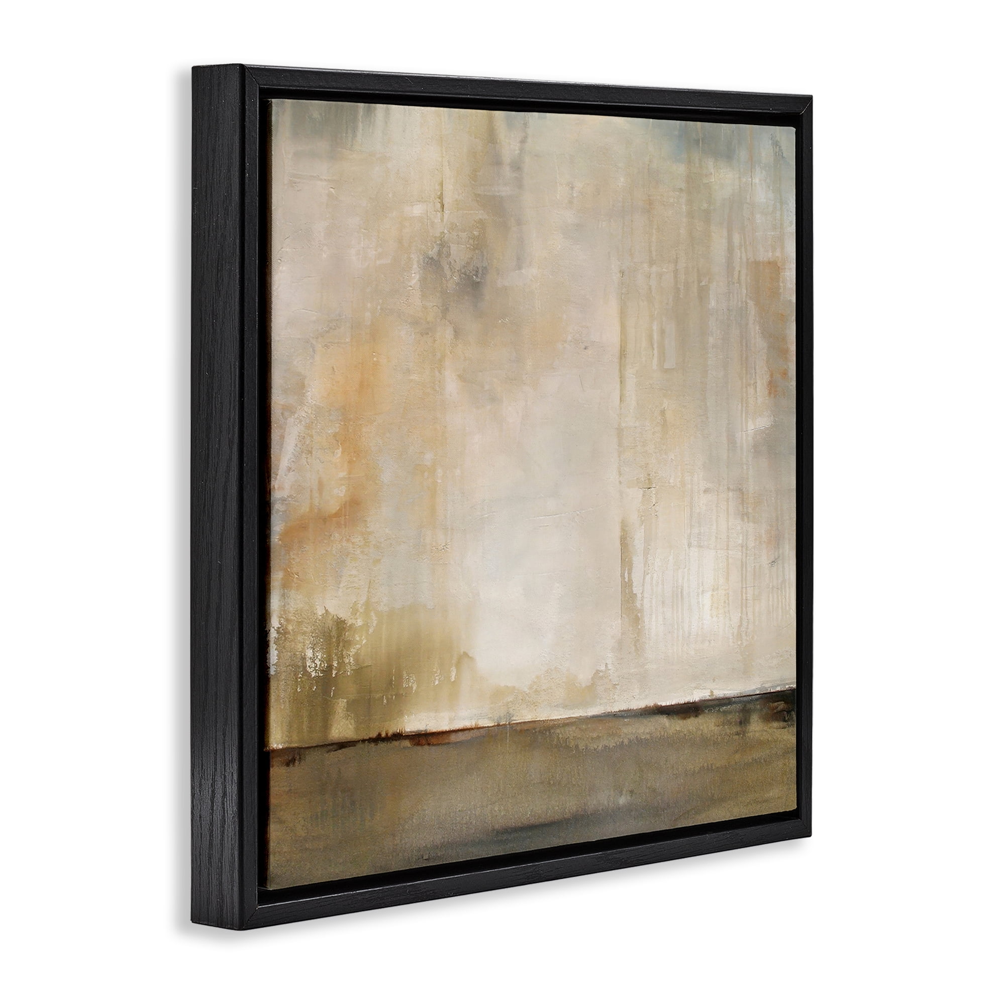 Stupell Industries Abstract Brushed Rustic Abstract Painting Black Floater Framed Canvas Art Print Wall Art, 25 x 25