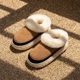 thumbnail image 1 of Zapatillas de felpa antideslizantes cálidas y acogedoras para mujer, tendencia de invierno 2024, con punta cerrada, de algodón, para el hogar, 1 of 6