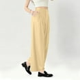 thumbnail image 4 of Women’s Wide Leg Wrinkle Pants High Waist Solid Color Business Trousers Casual Loose Pants with Pockets, 4 of 7