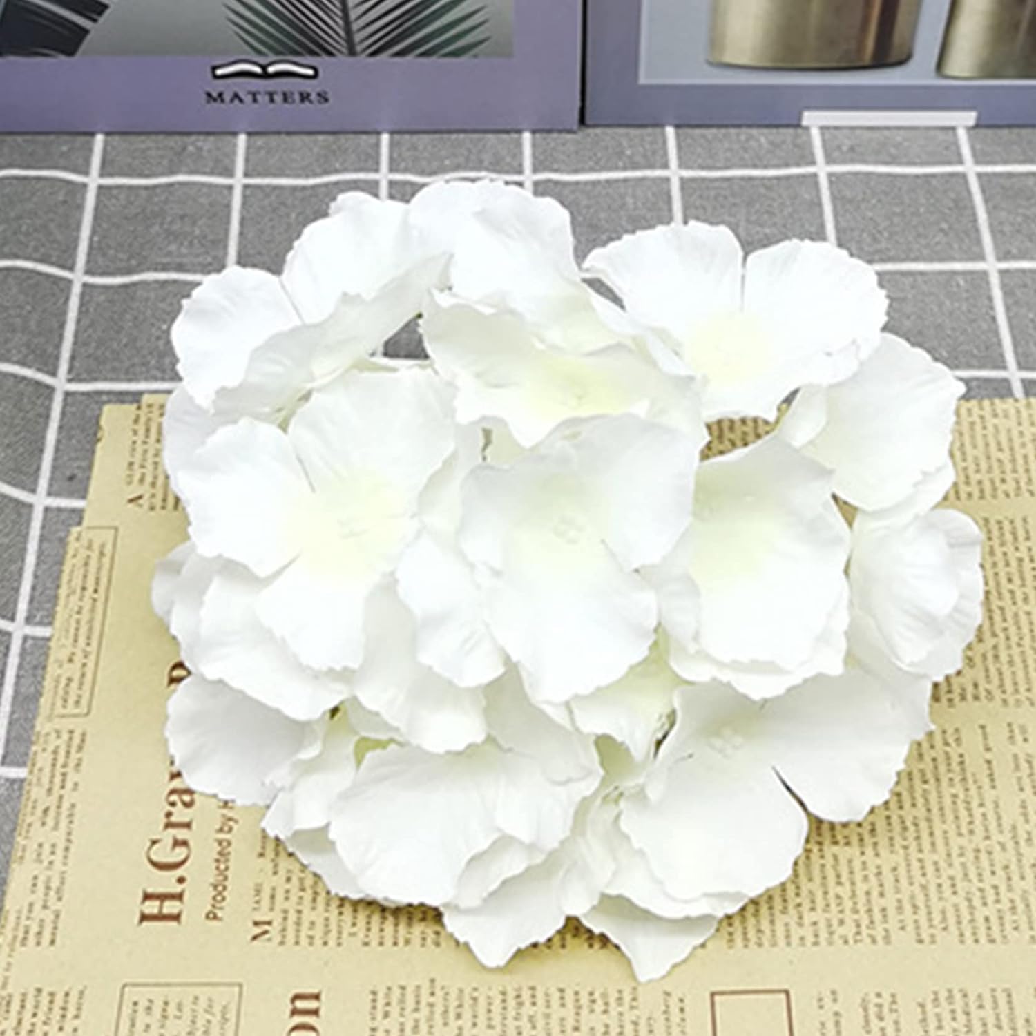 8 Inch Big Silk Hydrangea Heads Artificial Flowers Heads with Stems Fake Hydrangea Flowers for Décor