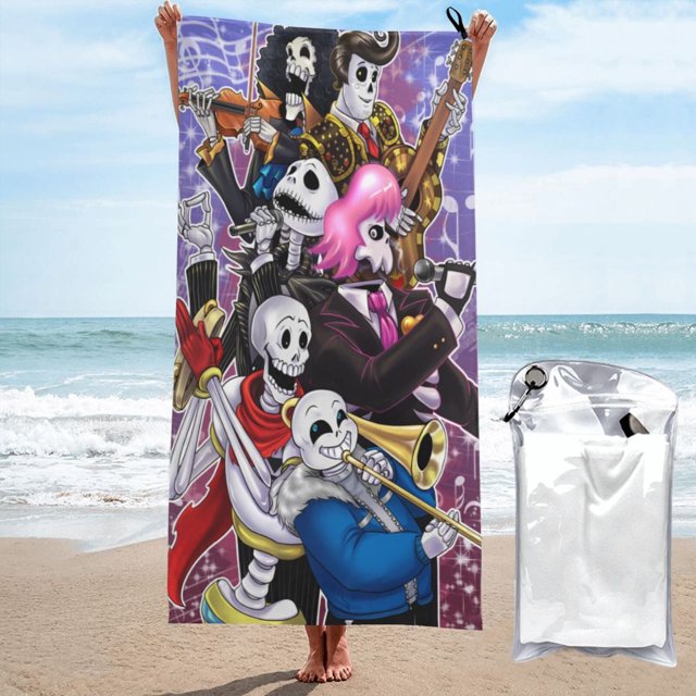 Toalla de playa Undertale Sans, suave, de secado rápido, resistente a la arena, para piscina, yoga, gimnasio, camping, toallas de baño ligeras, regalo para niños, niñas, niños y adultos, 31,5 x 63