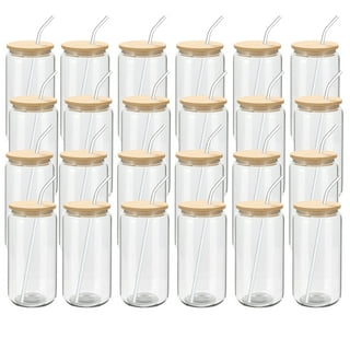 400ML/560ML Glass Cup With Lid Straw Clear Beer Can Shaped Mug Ice