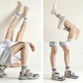 thumbnail image 7 of DOVACKA 6-Pack Neutral Striped Retro Crew Socks, Casual Cotton Socks for Men Women (Size 7-15), 7 of 7