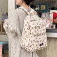 thumbnail image 6 of HUISZJ Bow Print School Backpack, Creative Preppy College Backpack, Middle School Bag for Travel Commute Work (Brown), 6 of 10