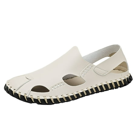 CHOII 50% Clearance Handmade Sandals for Mens Summer Outdoor Casual Sports Shoes Beach Shoes Sport Strap Sandals Shoes Flat Non-slip Sandals Ankle Strap Sandals Comfort Sandals Beige/8
