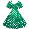 thumbnail image 1 of Generic C Women's Dress Retro New Travel Style Annual Meeting Skirt Wave Swing Short Sleeve Polka-Dot Mid-Length Large Swing Skirt, 1 of 1