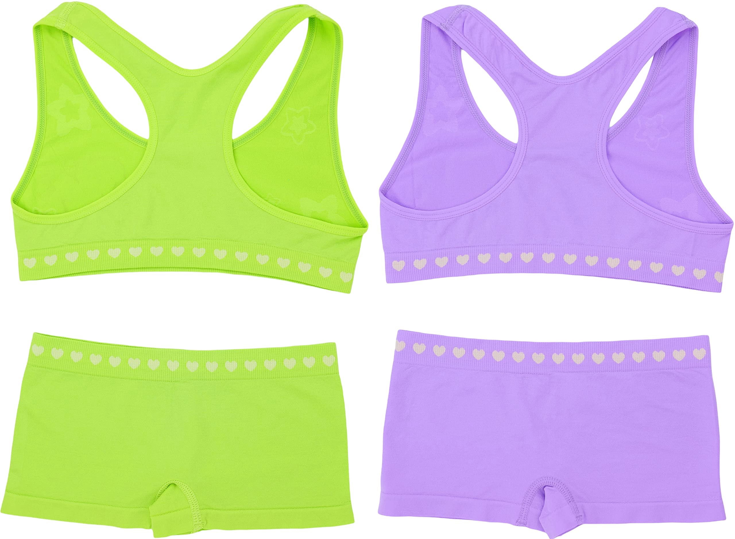 ToBeInStyle Girl's Pack of 6 Racerback Training Bra Tops & Matching Boyshort Bottoms - Unicorn Love - Small