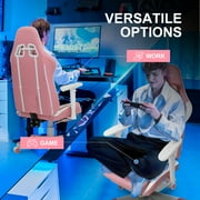 GTPLAYER Gaming Chair with Footrest PU Leather Office Chair with Adjustable Headrest, Pink