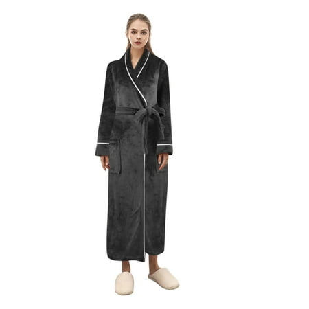 

Soighxzc Warm Winter Pajamas Lightweight Soft Nightgown Elegant Sleepwear Long Bathrobes For Women Men Large Black