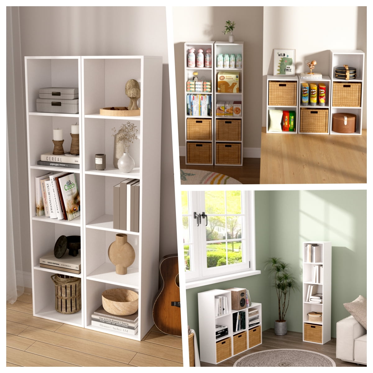 5 Cube Open Shelf Bookcase, Storage Organizer Shelves for Bedroom Closet, Space Saving 6 Layer Bookshelf, Compact Bookcase Unit Ideal for Small Spaces, 11.81*9.25*52.05 in