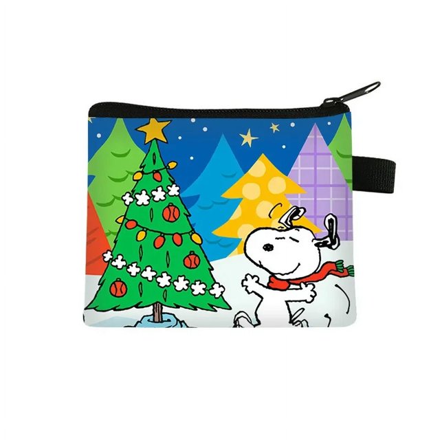 Monedero de dibujos animados para niños, de Snoopy y Charlie Brown, de Navidad, bonito monedero corto de animación, para niño y niña, bolsa de almacenamiento para auriculares con monedas pequeñas