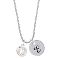 thumbnail image 1 of Delight Jewelry Silvertone Dove Disc Silvertone Script Initial Disc - E - Charm Necklace, 20"+3", 1 of 4
