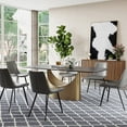 thumbnail image 3 of POVISON 94"Hobart Modern Minimalist Dining Table For 8-10, Black Rectangular Matte Sintered Stone Tabletop, Bronze Carbon Steel Leg, 3 of 15