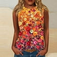 thumbnail image 2 of womens tops Womens Flower Print Crewneck Tank Tops Graphic Curved Hem Sleeveless Tops Summer Casual Loose Fit Shirts spring tops for women, 2 of 4