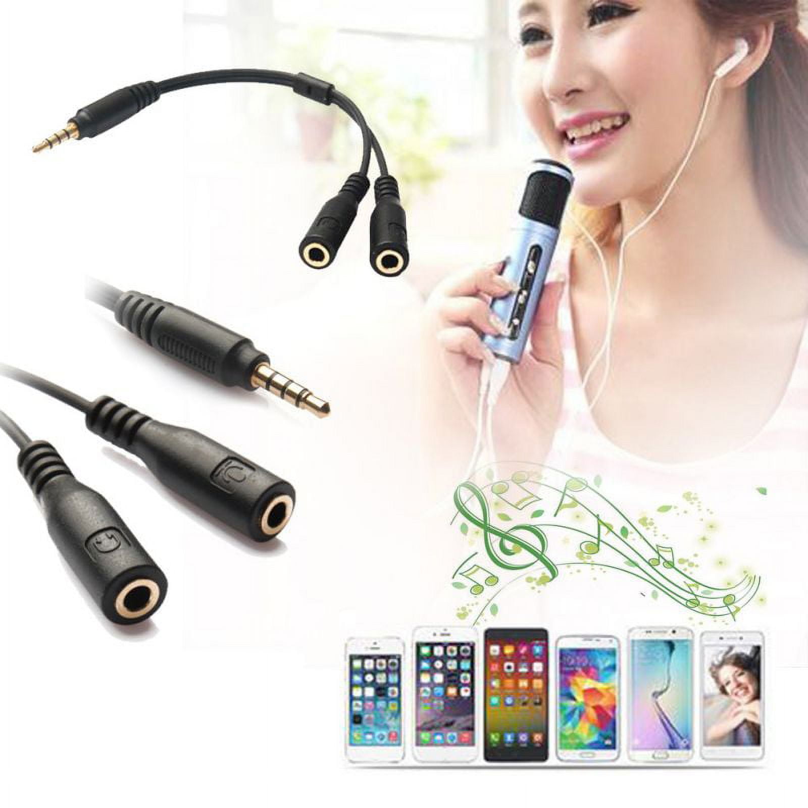 Headset Adapter Cable CTIA 3.5mm 4 Pole TRRS Male To 2 X 3 Pole