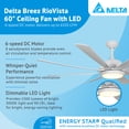 thumbnail image 2 of Delta Breez Rio Vista 60" Ceiling Fan w/ LED, Remote, Indoor/Outdoor, White, 2 of 11