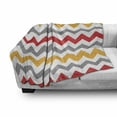 thumbnail image 2 of Chevron Soft Flannel Fleece Blanket, Retro Chevron Pattern Abstract Waves Happiness Contrasting Colors Creativity, Cozy Plush for Indoor and Outdoor Use, 70" x 90", Grey Marigold Red, by Ambesonne, 2 of 5