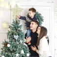 thumbnail image 2 of Glittered Star Tree Topper - Christmas Gold Sparkle Wire Star Leafy Decoration, 2 of 6
