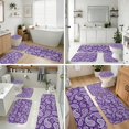 thumbnail image 4 of Paisley and Damask Purple Pattern Bathroom Rug Set 4 Piece,Includes Contour,Lid Cover,Bath Mat,Non-Slip Extra Soft Absorbent Washable, 4 of 5
