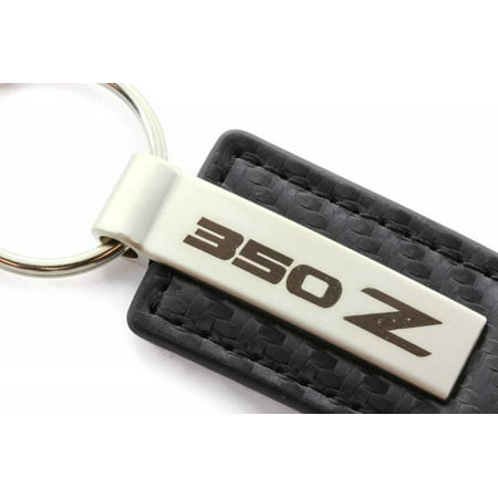 AutoGold Nissan 350z 350 z Black CF Carbon Fiber Leather Key Chain Ring Tag Fob Lanyard