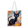 thumbnail image 1 of Black Cat Party Bolso de tela con estampado de lienzo para mujer, bolsa de compras reutilizable y estética, con cremallera interior, regalo para mujer,40*40cm., 1 of 6