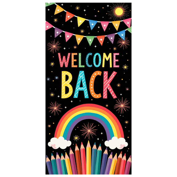 LUUFILx Welcome Back Banner Colorful Confetti Balloons Decorative Background Party Supplies Event Backdrop Celebration Welcome Banner Photography Props