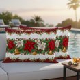 thumbnail image 5 of Christmas Poinsettia Outdoor Pillow Covers 20"x12" Set of 2,Waterproof Throw Pillow Covers for Patio Furniture,Winter Xmas Floral Bell Botanical Decorative Cushion Pillowcases for Garden Couch Sofa, 5 of 9