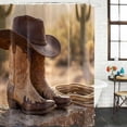 thumbnail image 2 of Cowboy Western Shower Curtain, Waterproof Shower Curtains for Bathroom, Cowboy Hats Boots Desert Cacti Vintage Washable Fabric Bathtub Curtain Set Bath Decor with 12 Hooks Stall 36"x72", 2 of 8