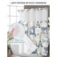 thumbnail image 6 of No Hook Shower Curtain with Snap-in Liner, Eiffel Tower Waterproof Fabric Bathroom Curtains, European Architectural Retro Hand-Painted Bath Curtains & Mesh Top Window 54"x78", 6 of 9