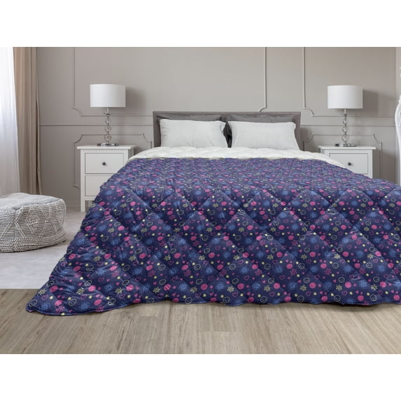 Retro Down Alternative Comforter, Pastel Colored Funky Geometrical Shapes from Eighties and Nineties Memphis Style, Microfiber Quilt for All Season, 5 Sizes, Multicolor, by Ambesonne
