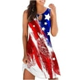 thumbnail image 3 of USA Flag Summer Dress Women Keyhole Dress 2023 Sleeveless Tank Dress Memorial Day Flowy Beach Boho Dress, 3 of 5