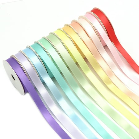 UPC: 0810074396936 | Solid Satin Ribbons  for Gift Wrap and Crafts  12 Pastel Colors  3/8  x 36 Yards by Gwen Studios