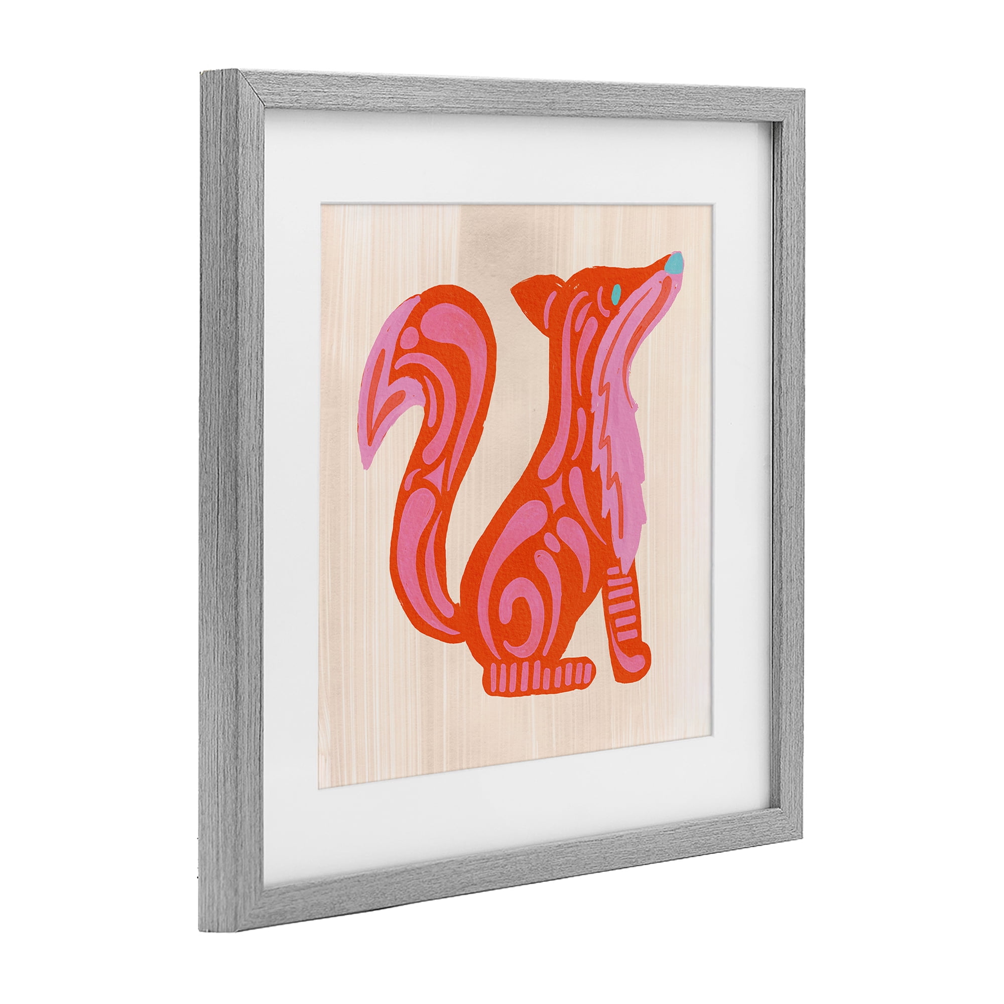 Stupell Industries Whimsical Folk Fox Vibrance Gray Framed Print Under Glass, design by The Paper Curator
