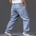 thumbnail image 3 of Men'S Jeans Regular Fit Denim Pants Wide Straight Leg Plus Size Baggy Jeans Elastic Waist Drawsting Casual Trousers, 3 of 5