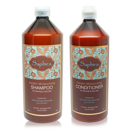 Saphira Hair Care Keratin Moisturizing Shampoo and Conditioner 34 oz. Combo Pack