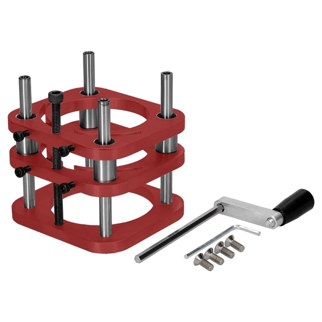 Mistaha Red Hand-Cranked Woodworking Router Lift Table, Aluminum Alloy Material, 51mm Lifting Stroke, Compact Size 100 * 90 * 100mm, Easy Manual Lifting, Suitable for Small Woodworking Routers