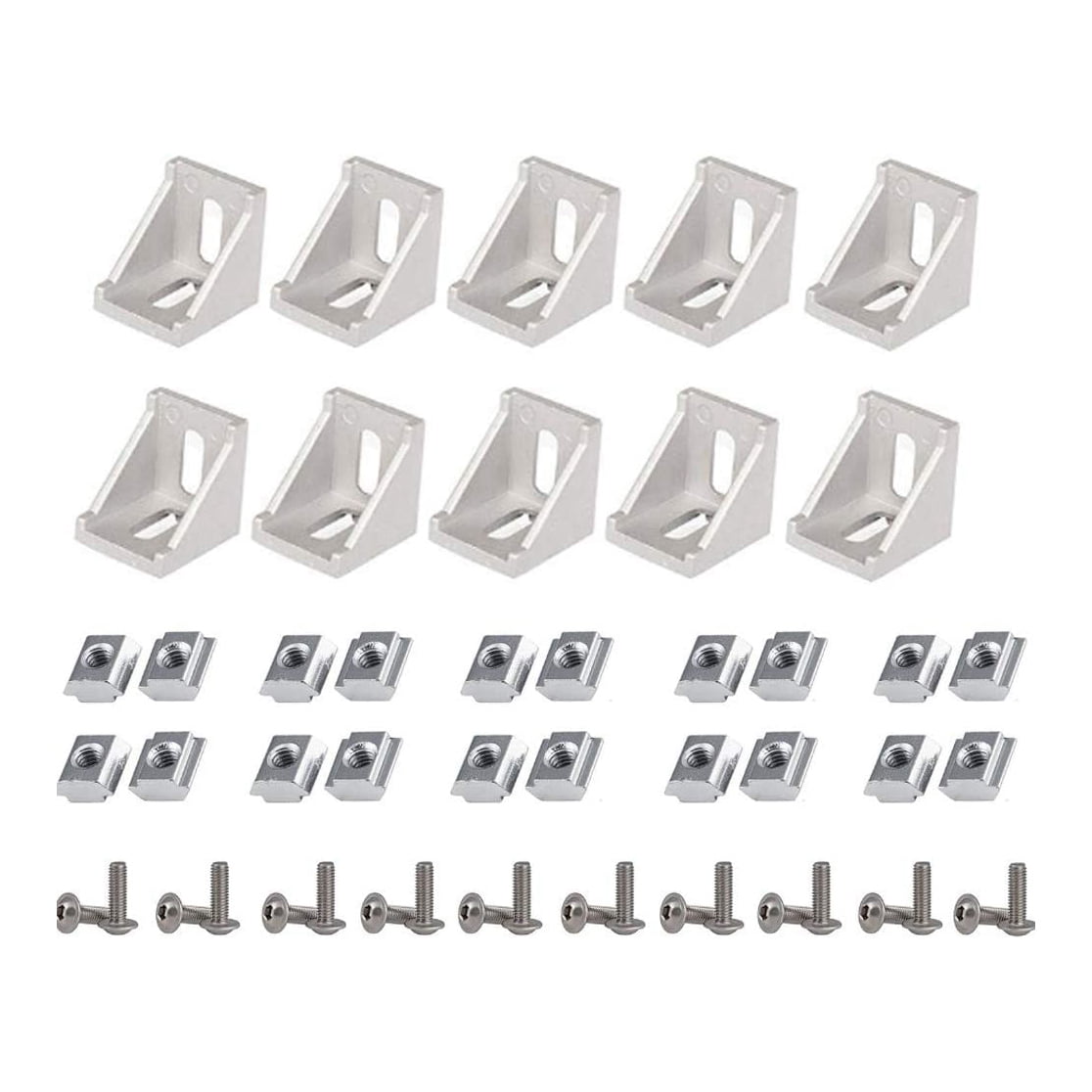 100pcs/set 2020-Series Aluminum-Profile Connector Kit Corner Brackets M5 Nuts 