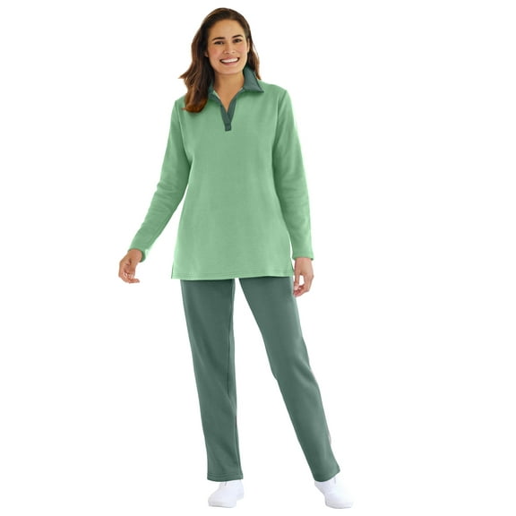 Woman Within Plus Size 2-Piece Fleece Polo Set