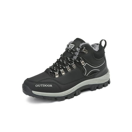 

Wazshop Mens Sneakers Comfort Hiking Shoes Non-Slip Trekking Shoe Athletic Lace Up Warm Booties Men s Plush Lined Breathable Black 8
