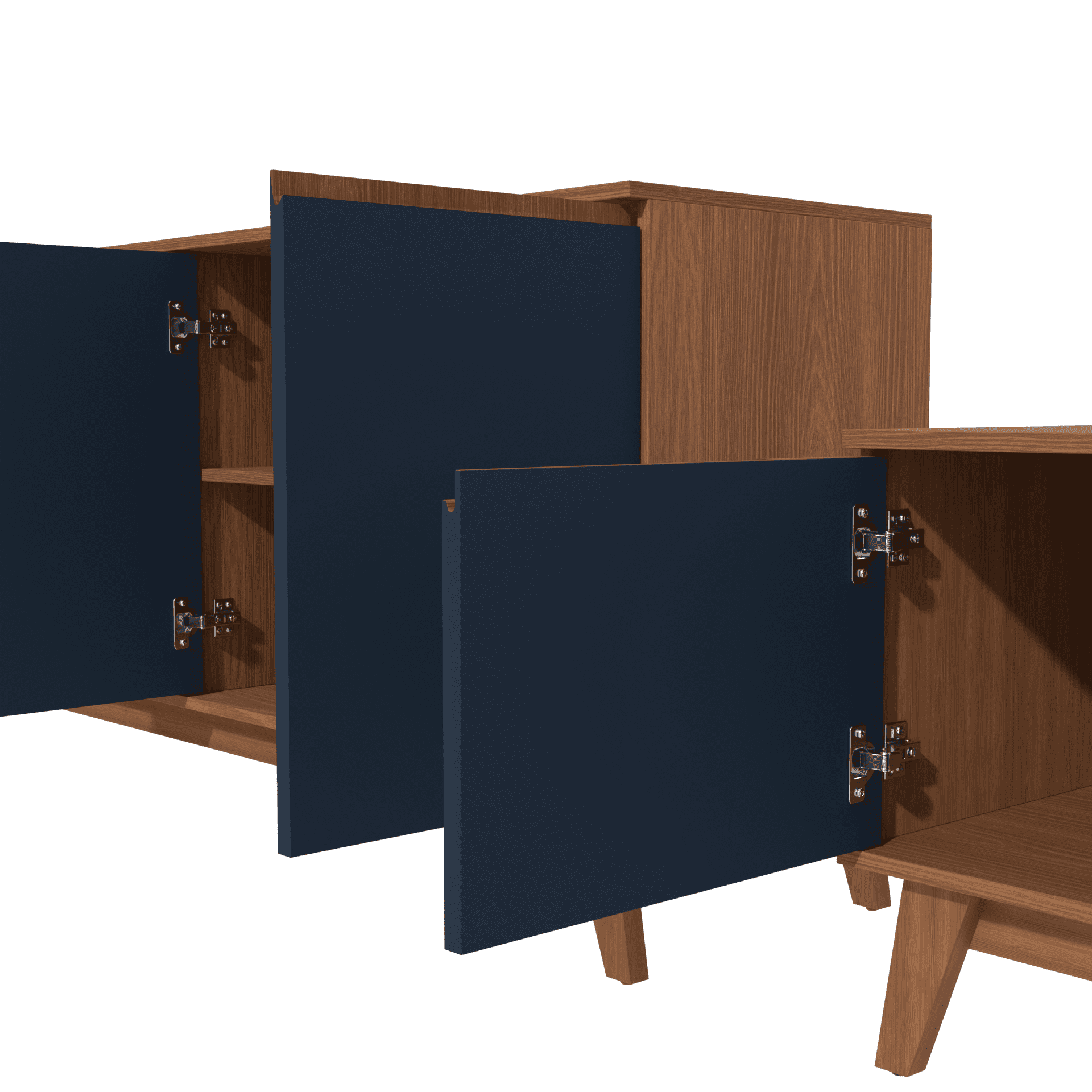 Kappesberg Living Room Furniture Set with 3-Door TV Stand and 4-Door Sideboard Golden Oak/Blue – Modern Storage Combo