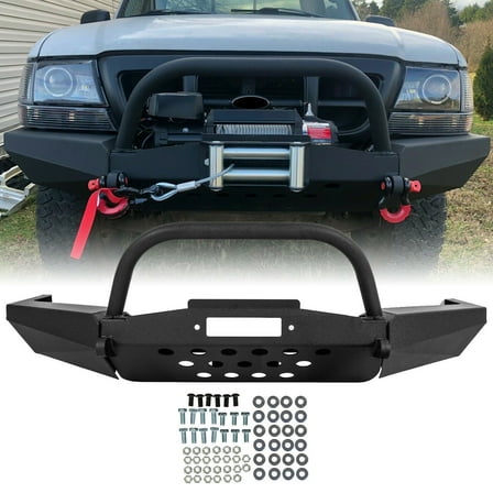 HECASA Modular Front Bumper for 1998-2011 Ford Ranger Pickup W/Winch Plate Bull Bar D-Ring Mounts