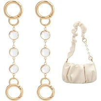 2pcs Transparent Glass Bag Extender Chains Metal Purse Chain 136mm Light Gold Shoulder Bag Strap Extender Chains with Spring Gate Rings